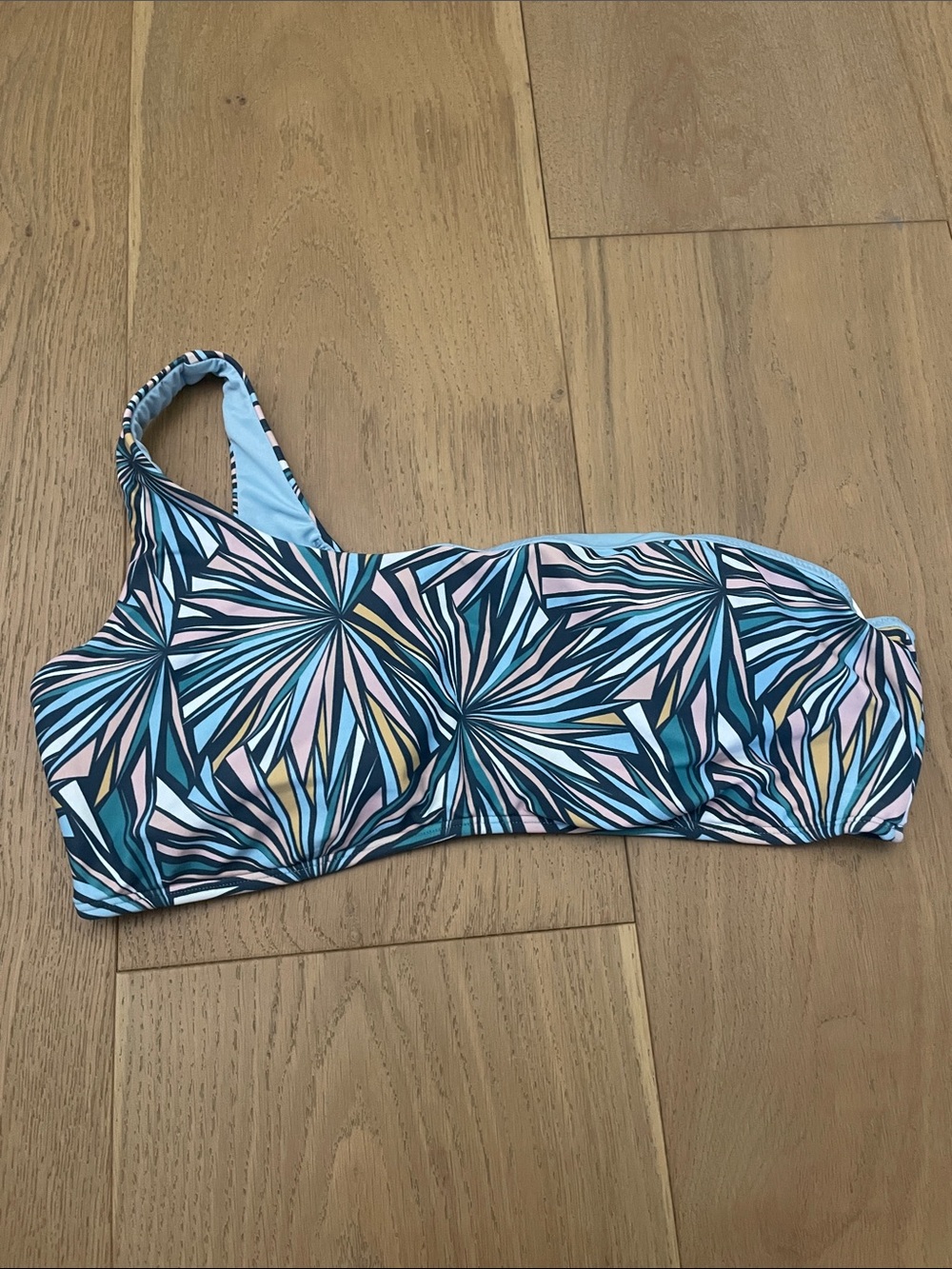 O'Neill One-Shoulder Swim Top - Light Blue, Teal, Navy, Pink